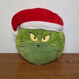 Home Decor Plush Grinch Santa Claus Pillow - Size 18" x 16"